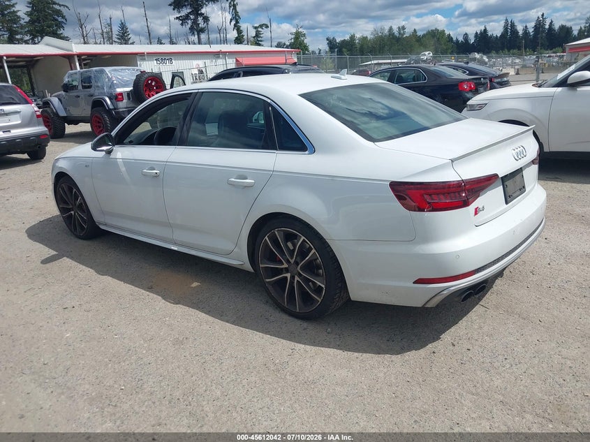 Vin: wauc4af44ja009648, lot: 46110492, audi s4 3.0t premium plus 20183