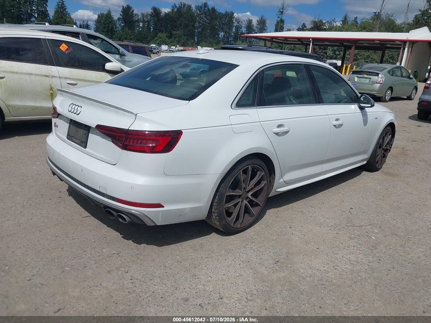 Vin: wauc4af44ja009648, lot: 46110492, audi s4 3.0t premium plus 20184