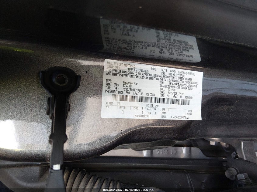 2013 Ford C-Max Hybrid Se VIN: 1FADP5AU2DL536292 Lot: 45612347
