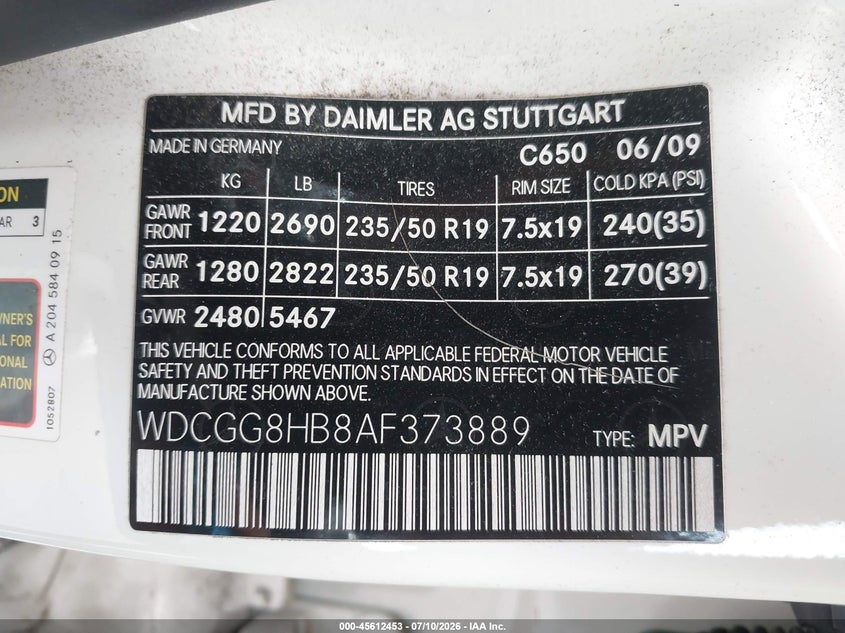 2010 Mercedes-Benz Glk 350 4Matic VIN: WDCGG8HB8AF373889 Lot: 45612453