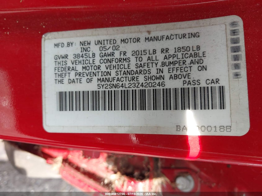 2003 Pontiac Vibe Gt VIN: 5Y2SN64L23Z420246 Lot: 45612756