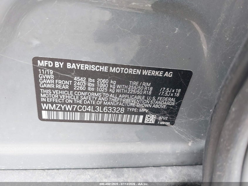 2020 Mini Countryman Cooper S VIN: WMZYW7C04L3L63328 Lot: 45612925