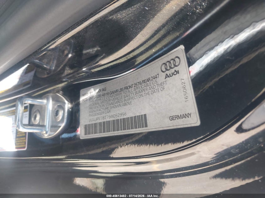 2009 Audi S5 4.2L VIN: WAURV78T79A052956 Lot: 45613482