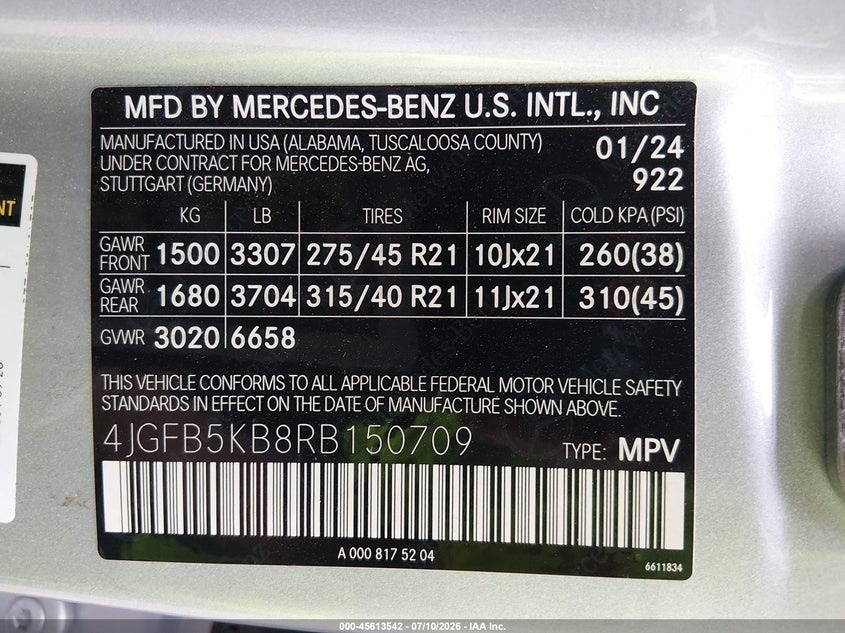 2024 Mercedes-Benz Gle 450 4Matic VIN: 4JGFB5KB8RB150709 Lot: 45613542