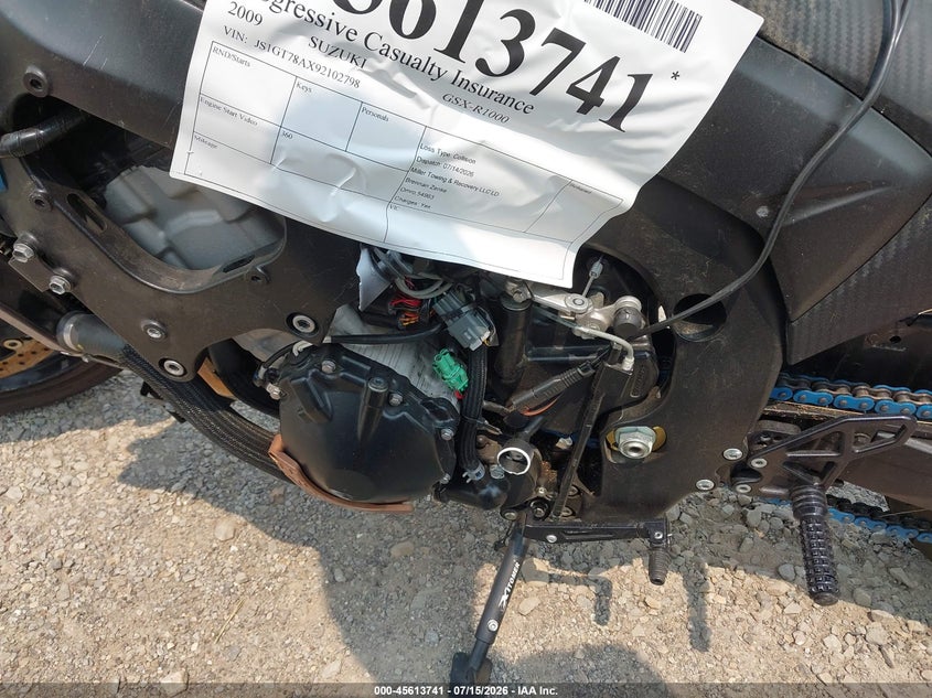 2009 Suzuki Gsx-R1000 VIN: JS1GT78AX92102798 Lot: 45613741
