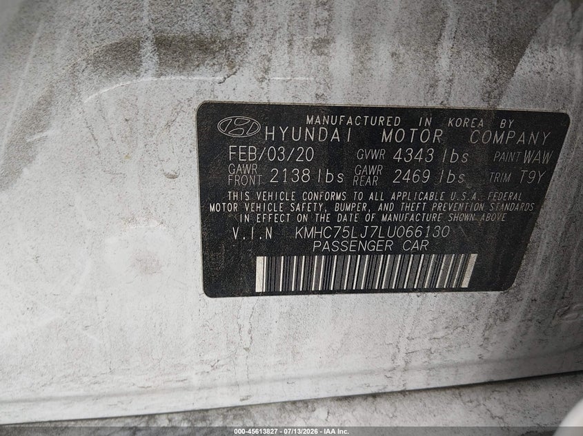 2020 Hyundai Ioniq Electric Se VIN: KMHC75LJ7LU066130 Lot: 45613827