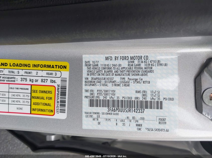 2018 FORD FUSION HYBRID S — Фото 9