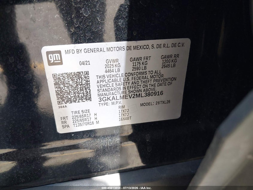 2021 GMC Terrain Fwd Sle VIN: 3GKALMEV2ML380916 Lot: 45613858