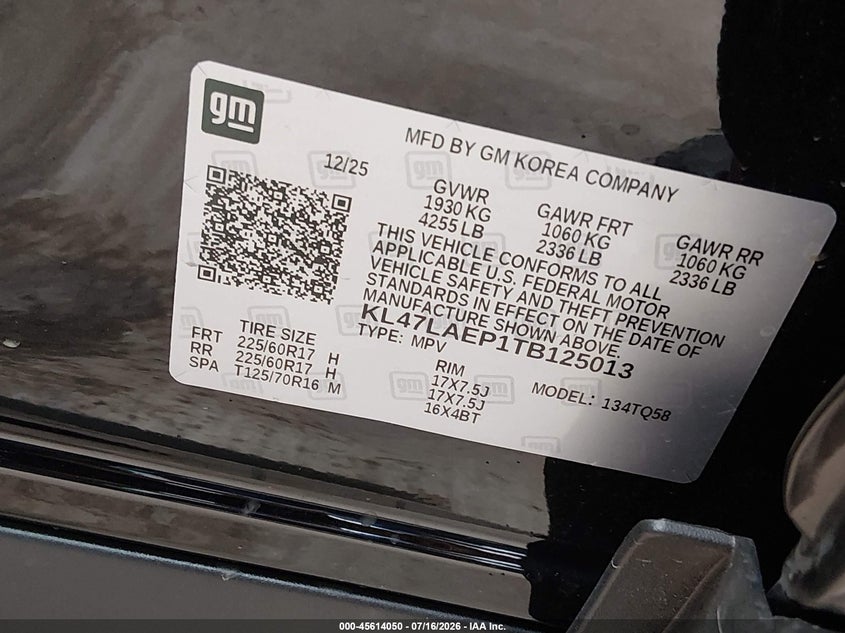2026 Buick Envista Preferred Fwd VIN: KL47LAEP1TB125013 Lot: 45614050