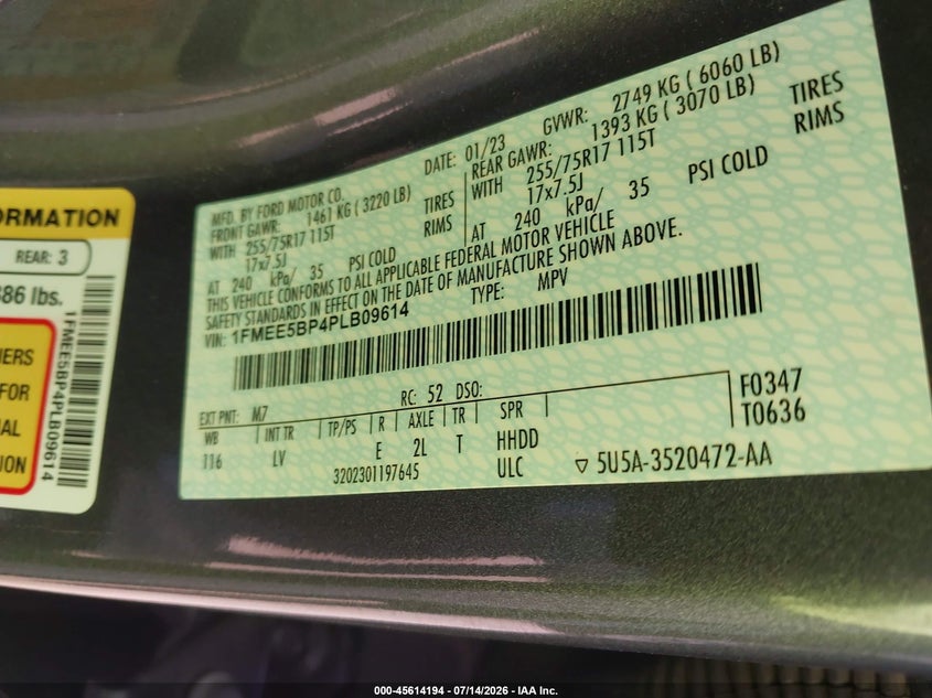 2023 Ford Bronco Big Bend VIN: 1FMEE5BP4PLB09614 Lot: 45614194