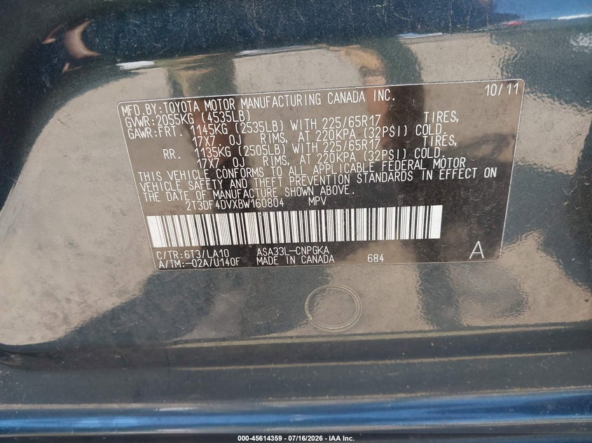 2011 TOYOTA RAV4 auction photo 7