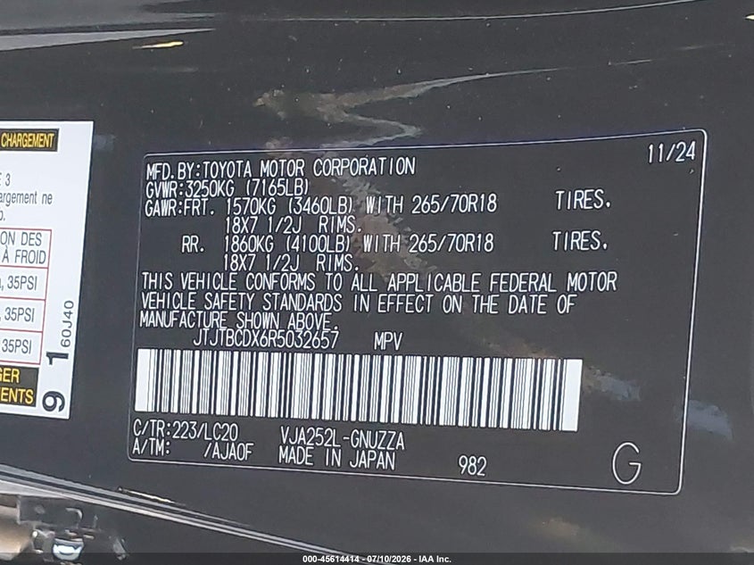 2024 Lexus Gx 550 Overtrail+ VIN: JTJTBCDX6R5032657 Lot: 45614414