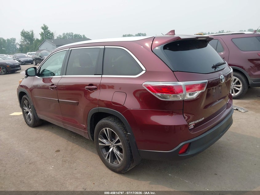 Vin: 5tdjkrfh3gs308822, lot: 46113247, toyota highlander xle v6 20163