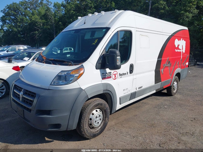 Vin: 3c6urvjg5je101308, lot: 46113455, ram promaster 3500 cargo van high roof 159 wb ext 20182