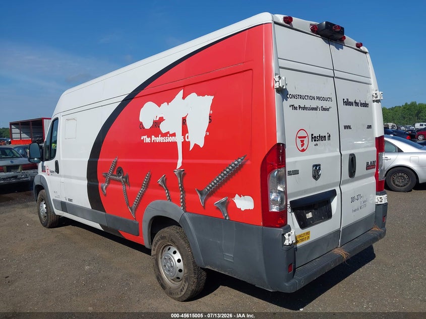 Vin: 3c6urvjg5je101308, lot: 46113455, ram promaster 3500 cargo van high roof 159 wb ext 20183