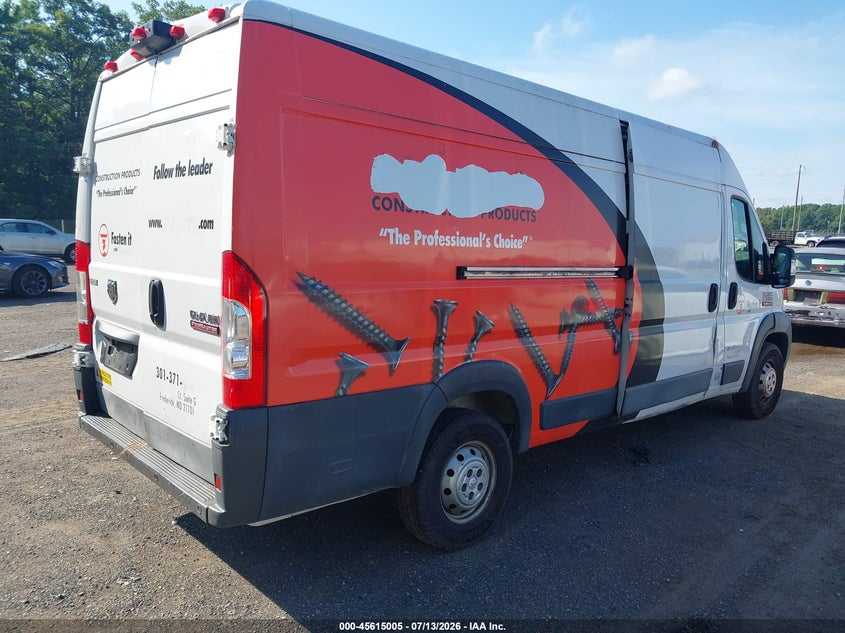 Vin: 3c6urvjg5je101308, lot: 46113455, ram promaster 3500 cargo van high roof 159 wb ext 20184