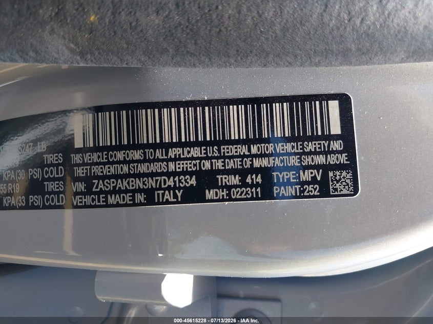 2022 Alfa Romeo Stelvio Ti Awd VIN: ZASPAKBN3N7D41334 Lot: 45615228