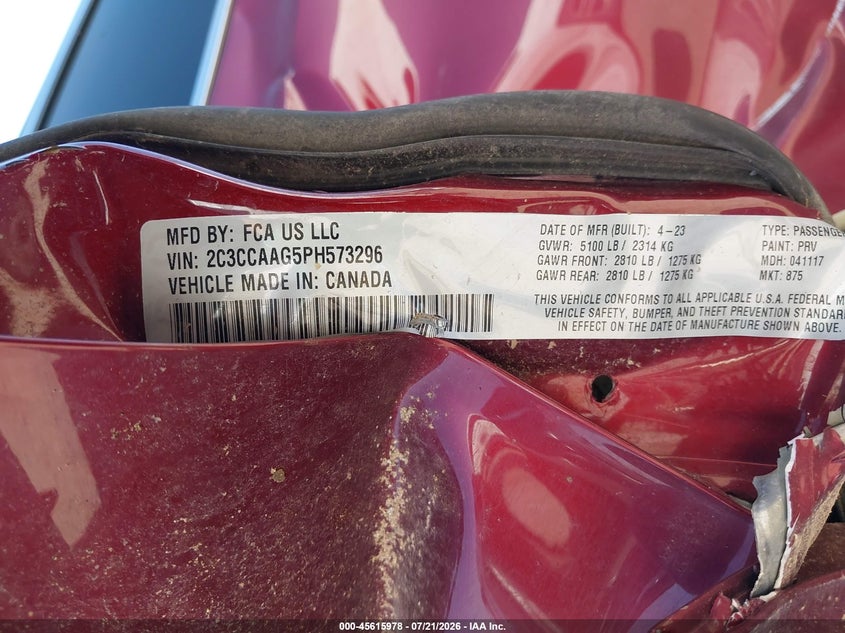2023 Chrysler 300 Touring VIN: 2C3CCAAG5PH573296 Lot: 45615978
