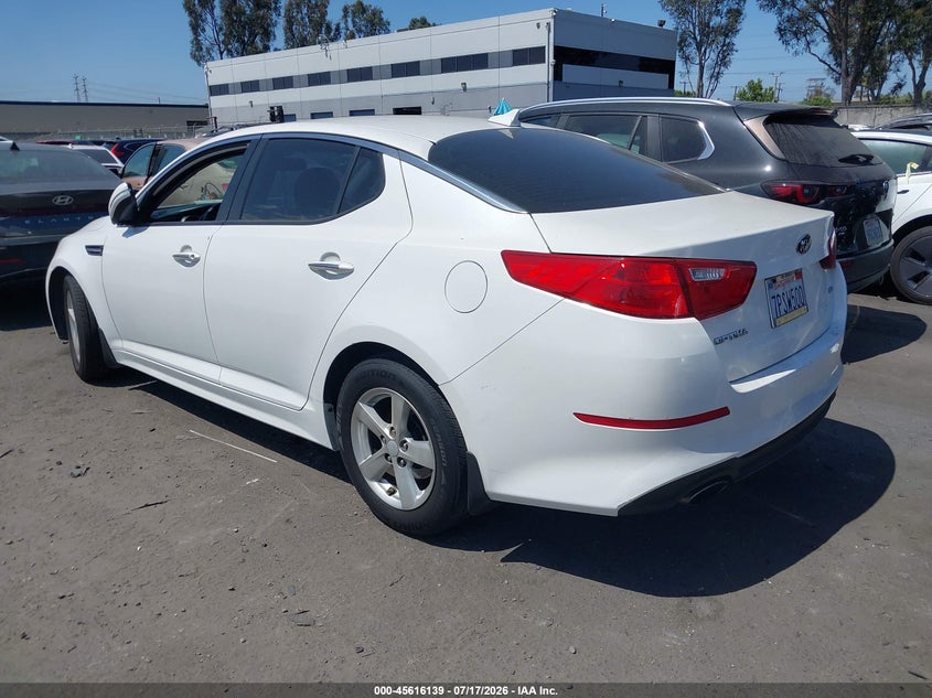 Vin: knagm4a77f5664360, lot: 46114588, kia optima lx 20153