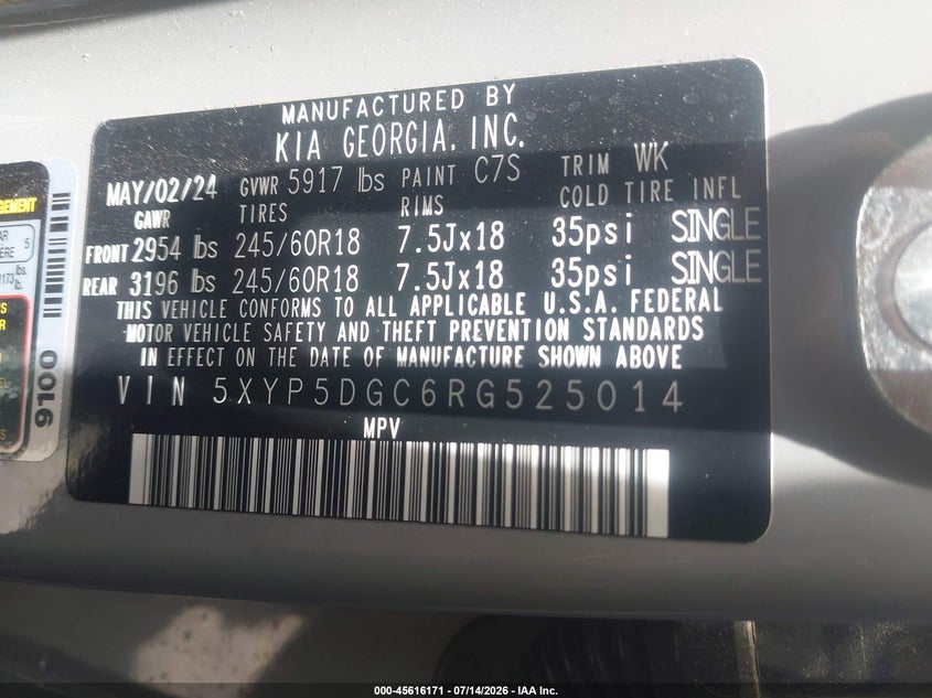 2024 Kia Telluride Sx X-Pro VIN: 5XYP5DGC6RG525014 Lot: 45616171