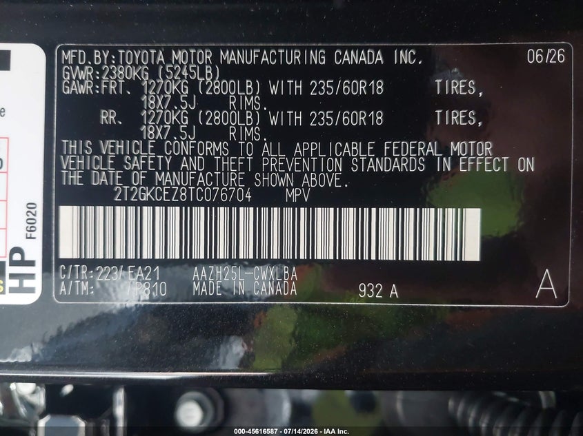 2026 Lexus Nx 350H Premium VIN: 2T2GKCEZ8TC076704 Lot: 45616587