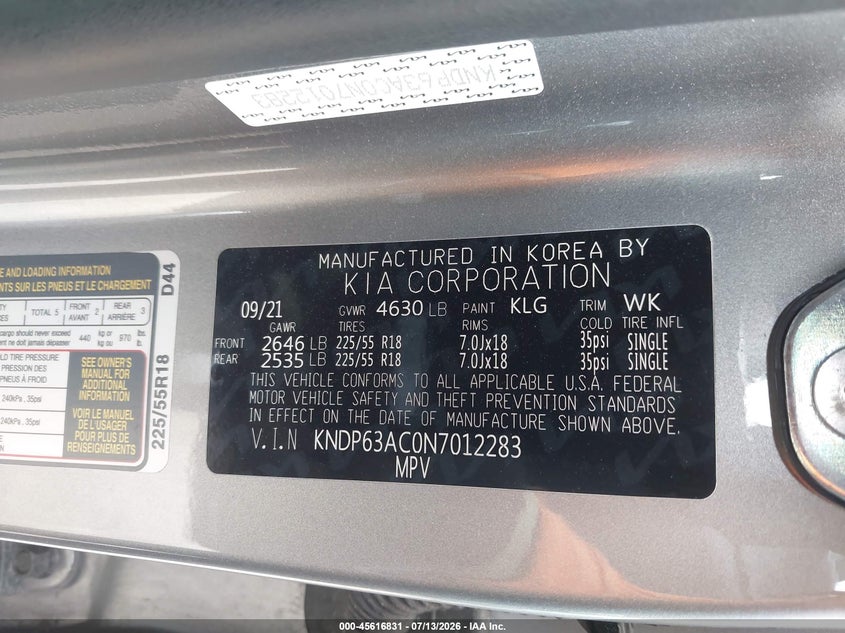 2022 Kia Sportage Nightfall Edition VIN: KNDP63AC0N7012283 Lot: 45616831