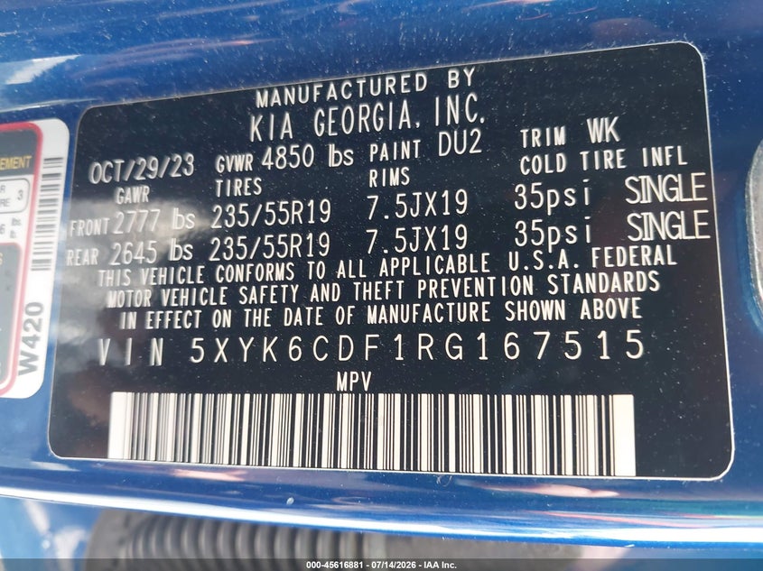 VIN 5XYK6CDF1RG167515 2024 KIA SPORTAGE X-LINE