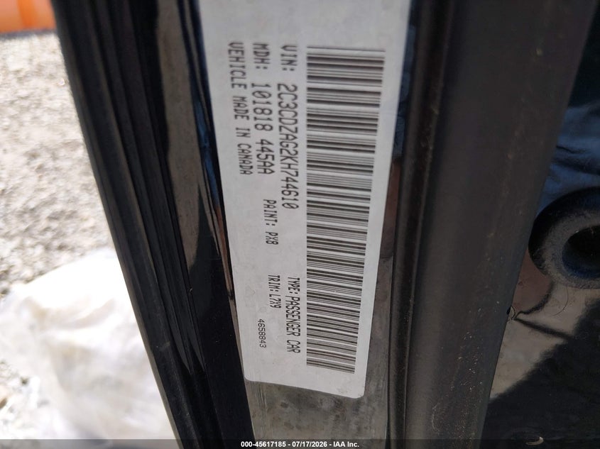 2019 Dodge Challenger Sxt VIN: 2C3CDZAG2KH744610 Lot: 45617185