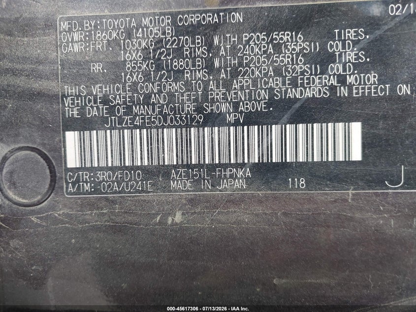 2013 Scion Xb VIN: JTLZE4FE5DJ033129 Lot: 45617306