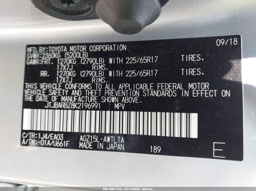 2019 Lexus Nx 300 VIN: JTJBARBZ8K2196991 Lot: 45617318