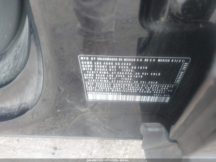 2022 Volkswagen Taos 1.5T S VIN: 3VVMX7B28NM022516 Lot: 45617320