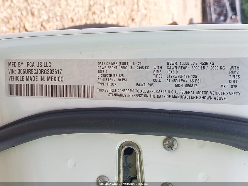 2024 Ram 2500 Tradesman 4X4 6'4 Box VIN: 3C6UR5CJ0RG293617 Lot: 45617443