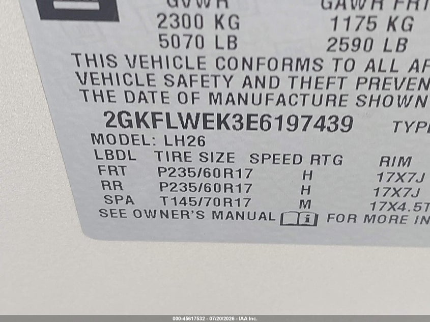 2014 GMC Terrain Sle-2 VIN: 2GKFLWEK3E6197439 Lot: 45617532