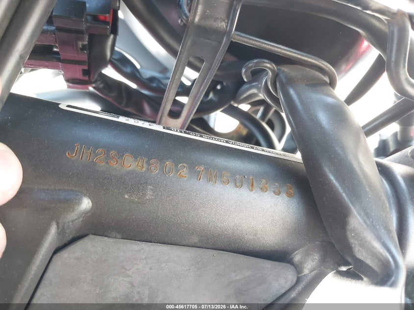 2007 Honda Cb900 F VIN: JH2SC48027M501333 Lot: 45617705