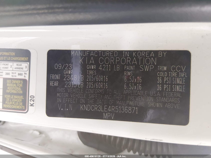 2024 Kia Niro Ex VIN: KNDCR3LE4R5136871 Lot: 45618128
