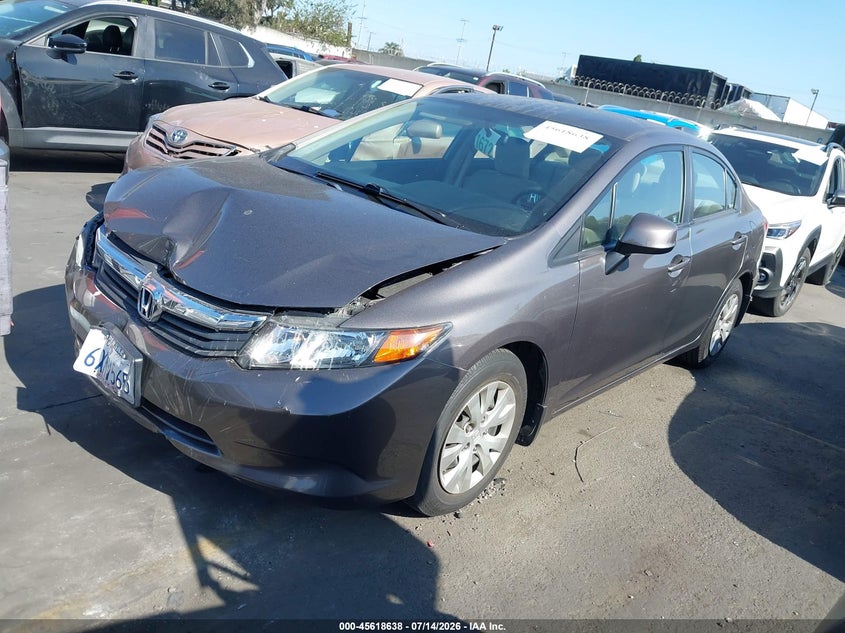 2012 Honda Civic, Удар спереди, IAAI, VIN 19XFB2F59CE365954 — фото 2