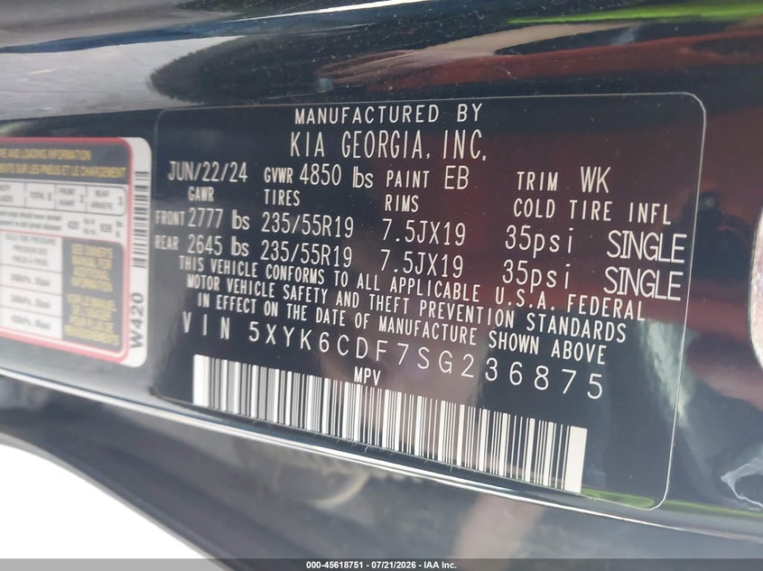 2025 Kia Sportage X-Line VIN: 5XYK6CDF7SG236875 Lot: 45618751