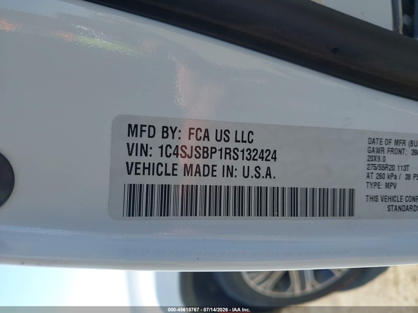 2024 Jeep Wagoneer L Series Ii 4X4 VIN: 1C4SJSBP1RS132424 Lot: 45618767