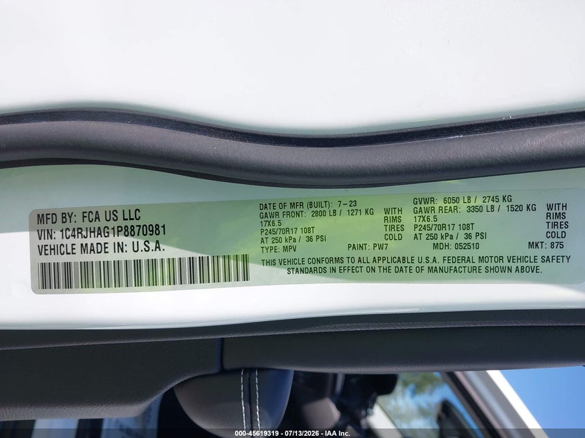 2023 Jeep Grand Cherokee Laredo 4X4 VIN: 1C4RJHAG1P8870981 Lot: 45619319