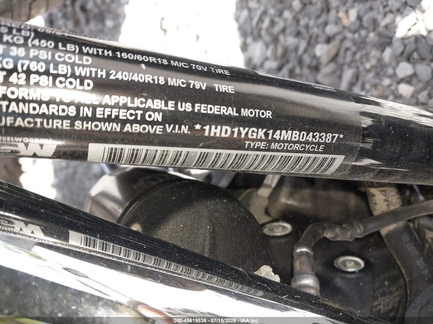 2021 Harley-Davidson Flfbs VIN: 1HD1YGK14MB043387 Lot: 45619536