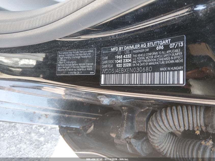 2014 Mercedes-Benz Cla 250 VIN: WDDSJ4EBXEN030680 Lot: 45619748