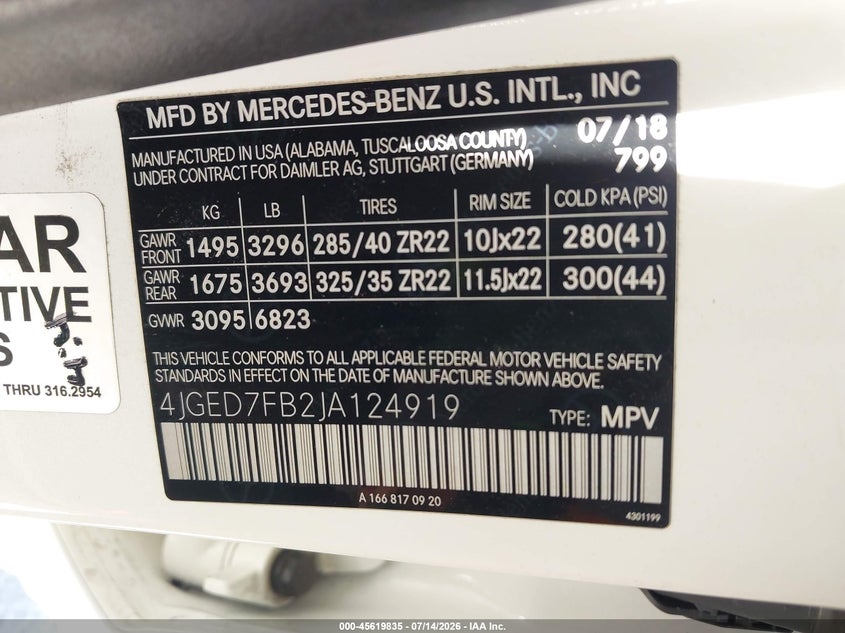 2018 Mercedes-Benz Amg Gle 63 Coupe S 4Matic VIN: 4JGED7FB2JA124919 Lot: 45619835