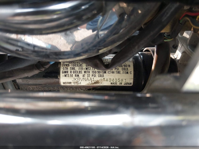 1996 Kawasaki Vn1500 A VIN: JKBVNAA11TA040581 Lot: 45621185