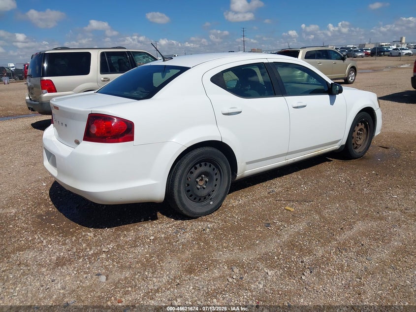Vin: 1c3cdzab9en229054, lot: 46120140, dodge avenger se 20144