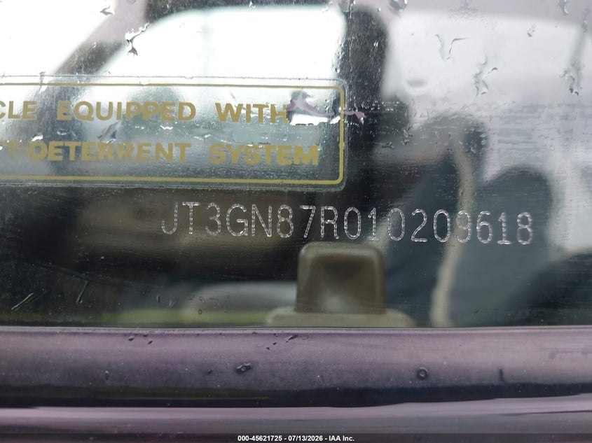 TOYOTA 4RUNNER 2001 VIN JT3GN87R010209618