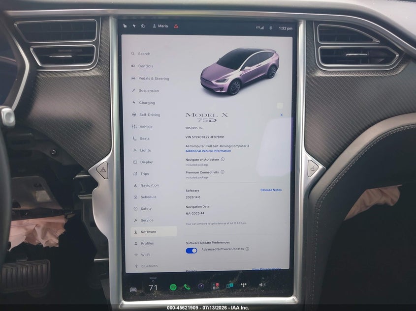 2017 TESLA MODEL X auction photo 7