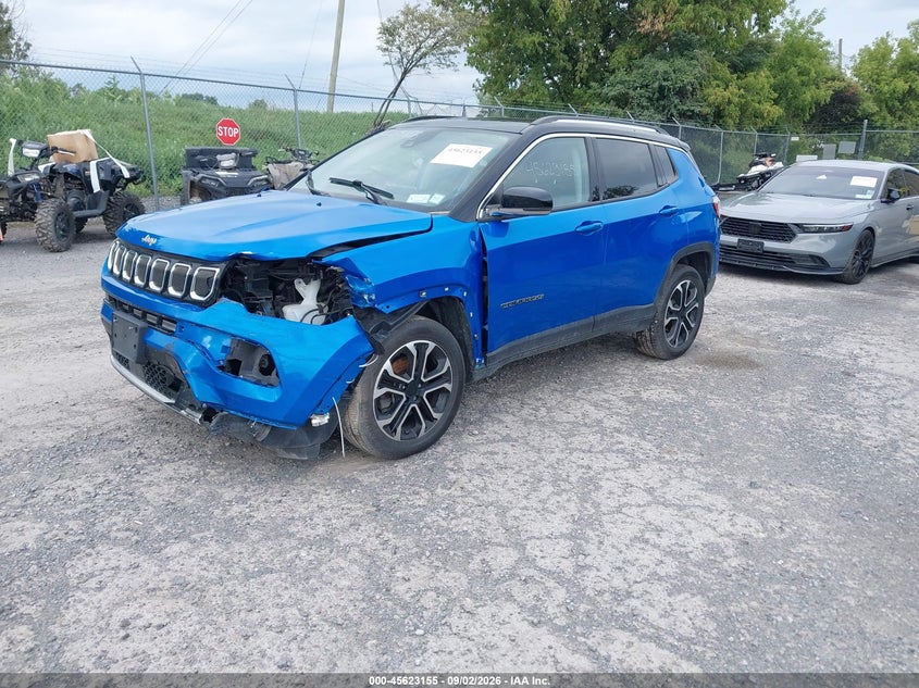 Vin: 3c4njdcb7nt159602, lot: 46121621, jeep compass limited 4x4 20222