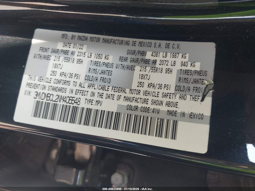 2022 Mazda Cx-30 Preferred VIN: 3MVDMBCL2NM406548 Lot: 45623498