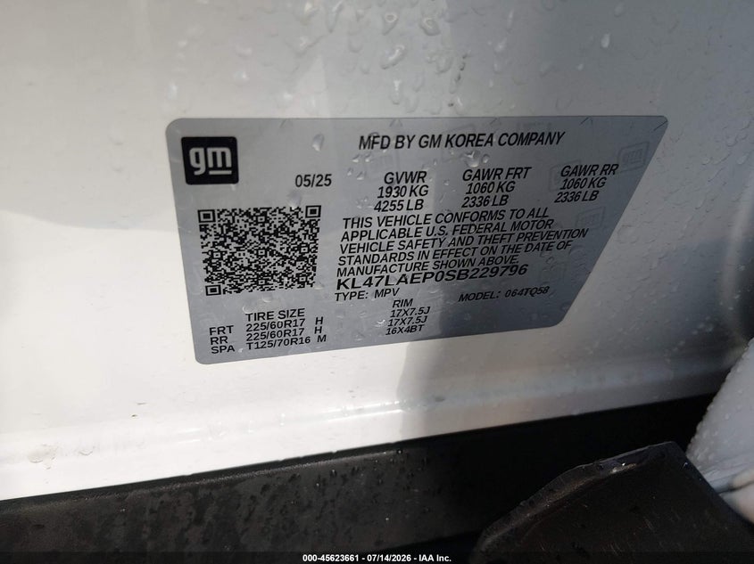 2025 Buick Envista Preferred Fwd VIN: KL47LAEP0SB229796 Lot: 45623661