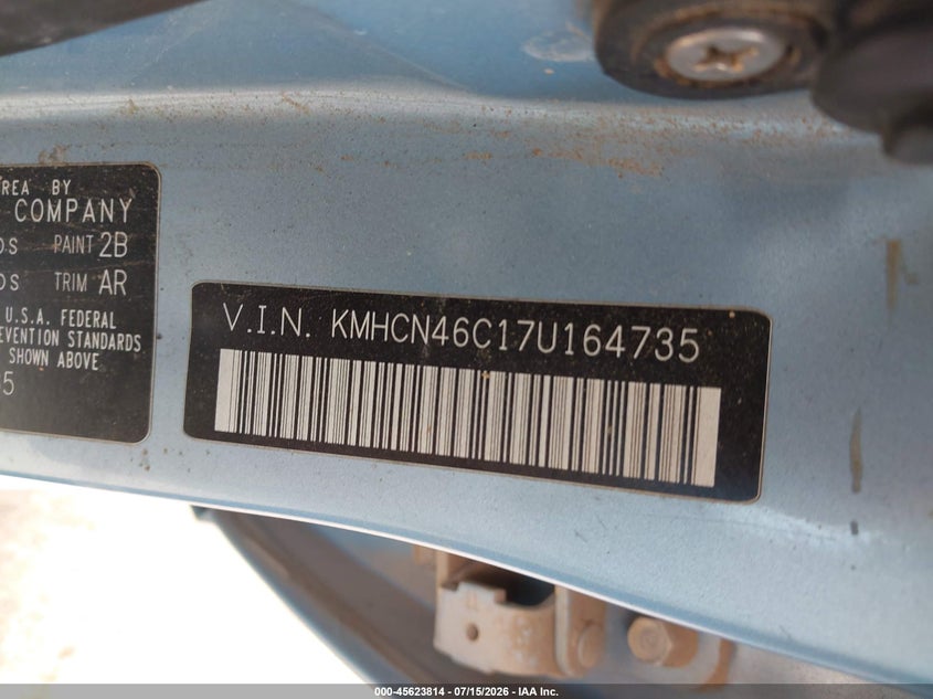 2007 Hyundai Accent Gls VIN: KMHCN46C17U164735 Lot: 45623814
